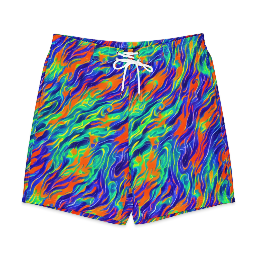 Blue Flame Motion on Men's Board Shorts — Front