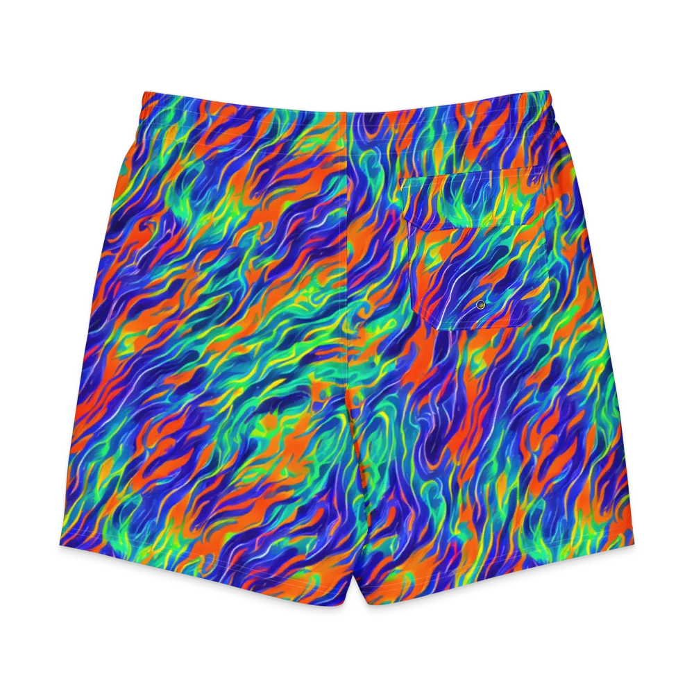 Blue Flame Motion on Men's Board Shorts — Back