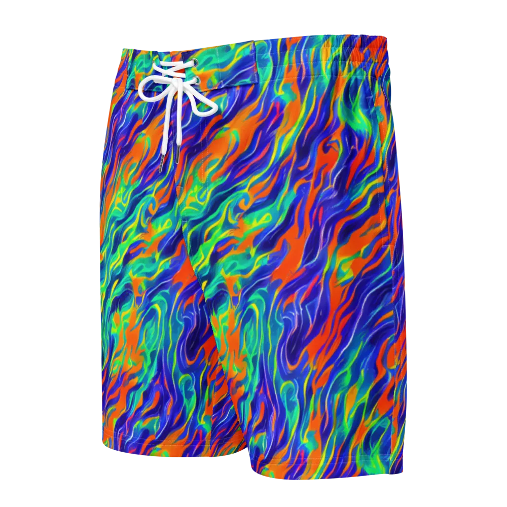Blue Flame Motion on Men's Board Shorts — Front