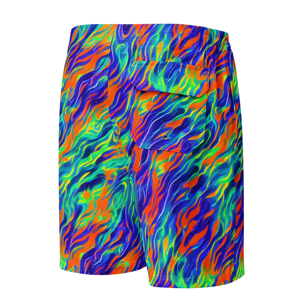Blue Flame Motion on Men's Board Shorts — Back