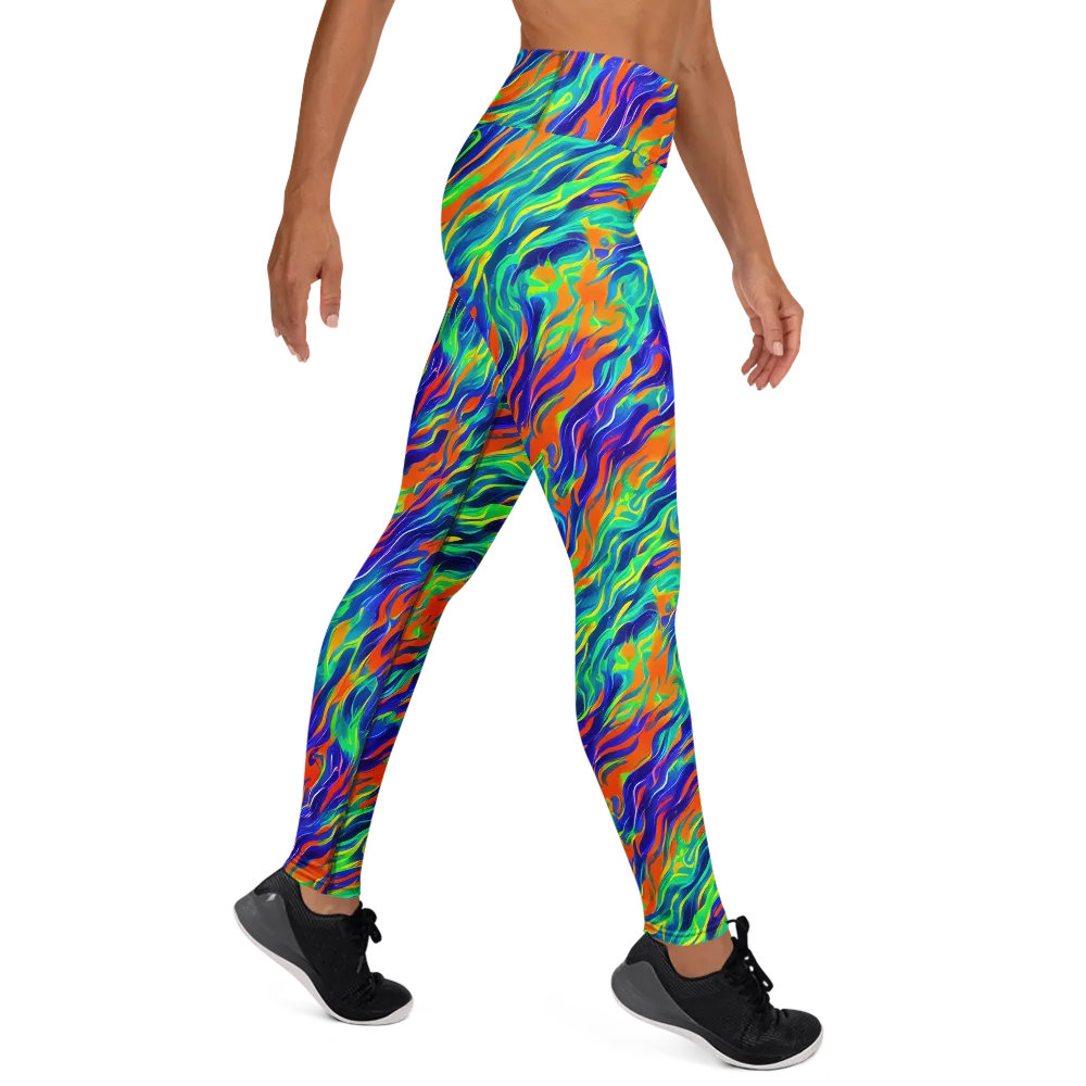 Blue Flame Motion on Yoga Leggings — Right