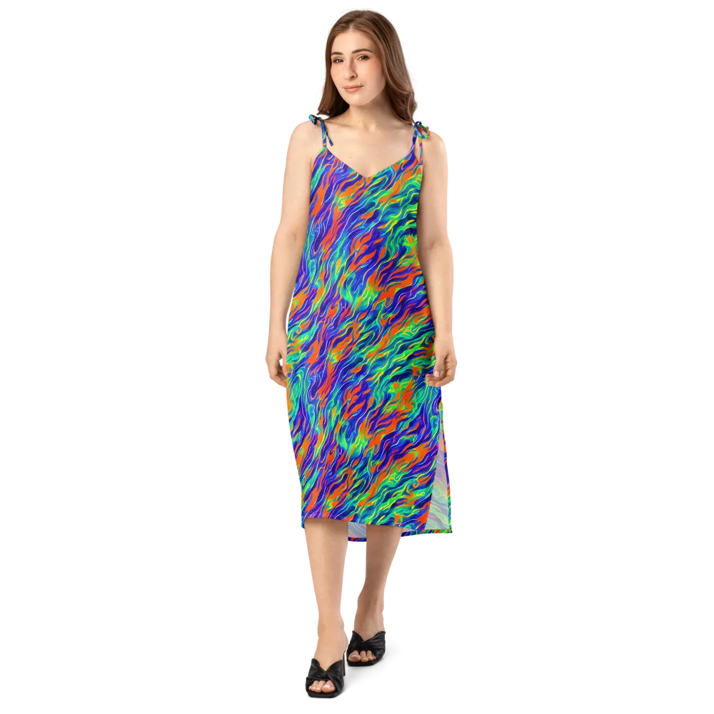Blue Flame Motion on Slip Dress — Front
