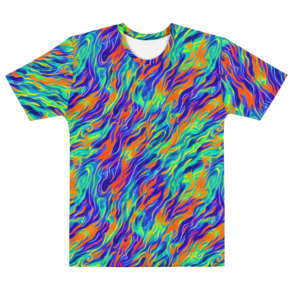 Blue Flame Motion on Men's Cotton Crew Neck T-Shirt — Front