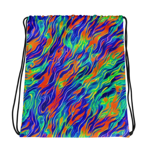 Blue Flame Motion on a Drawstring Bag