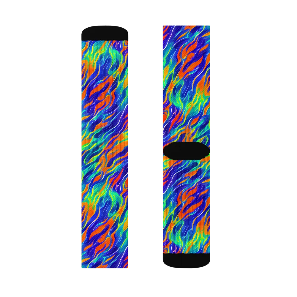 Blue Flame Motion on Socks — Left Sock