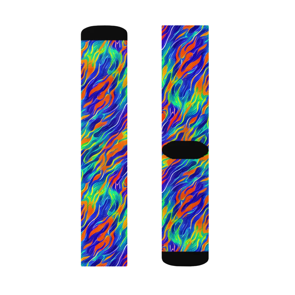Blue Flame Motion on Socks — Right Sock