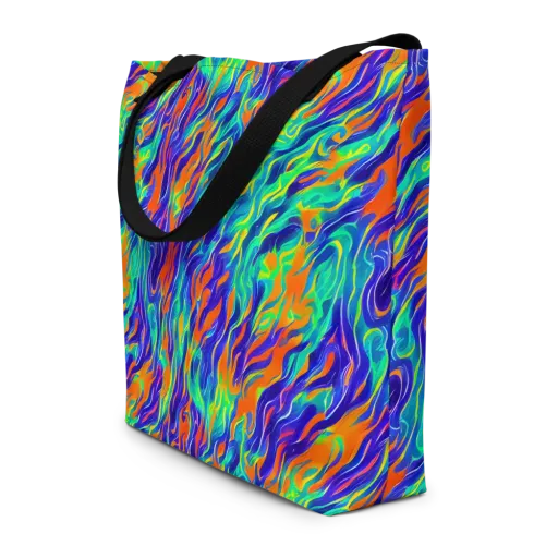 Blue Flame Motion on a Large Tote Bag W/ Pocket