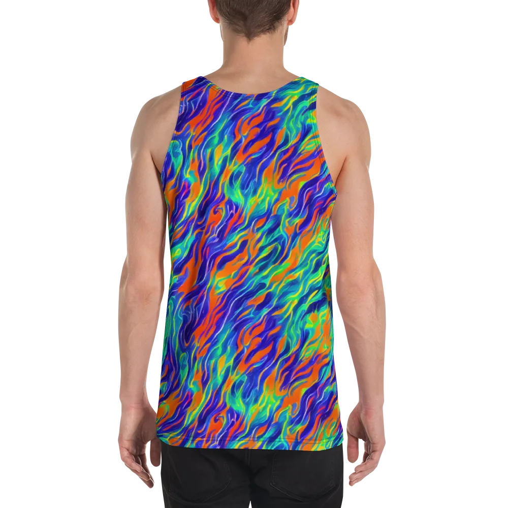 Blue Flame Motion on Men's Tank Top — Back
