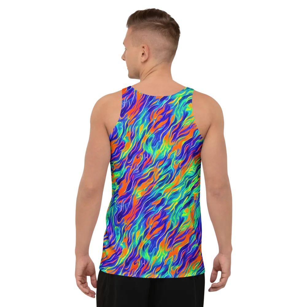 Blue Flame Motion on Men's Tank Top — Back