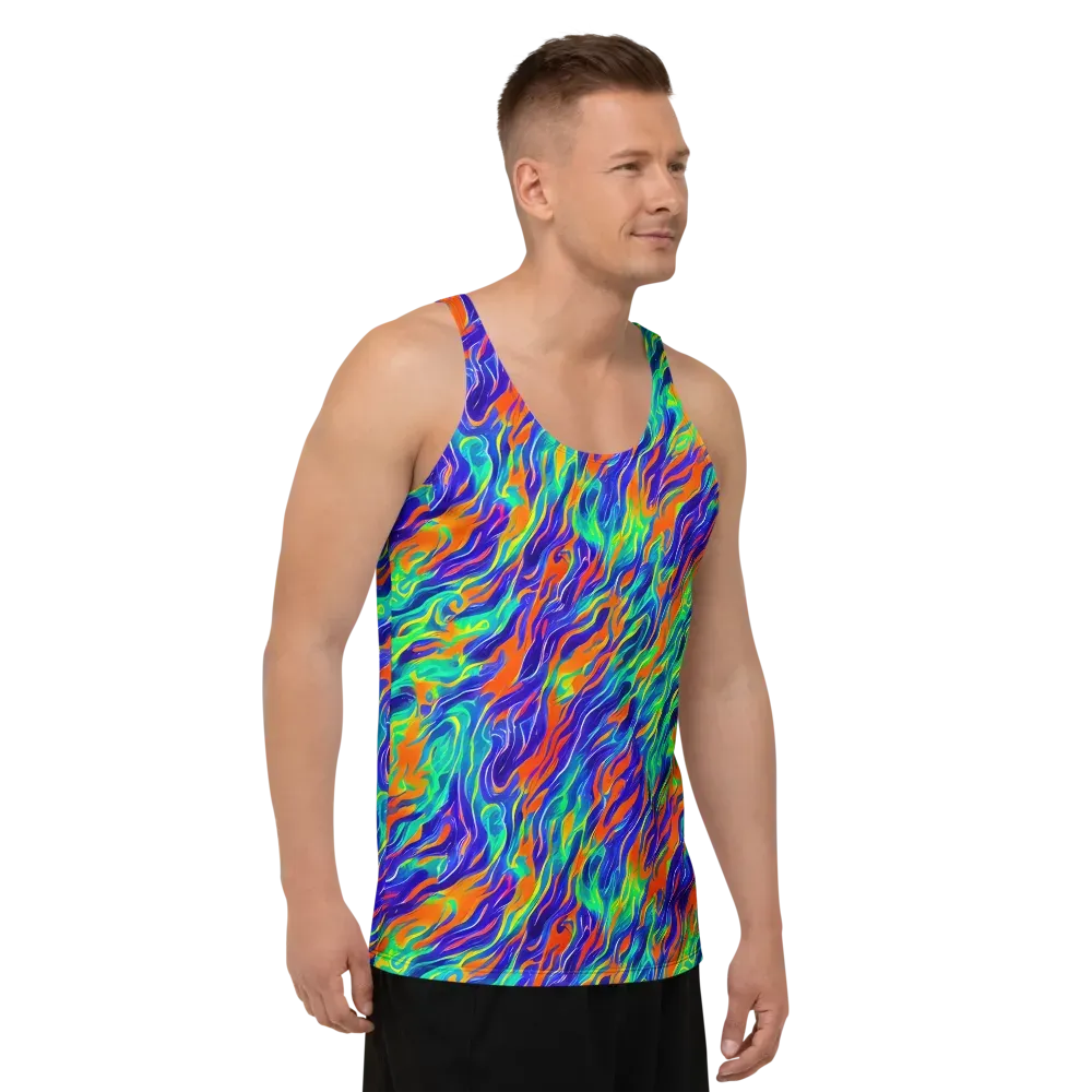 Blue Flame Motion on Men's Tank Top — Right Front