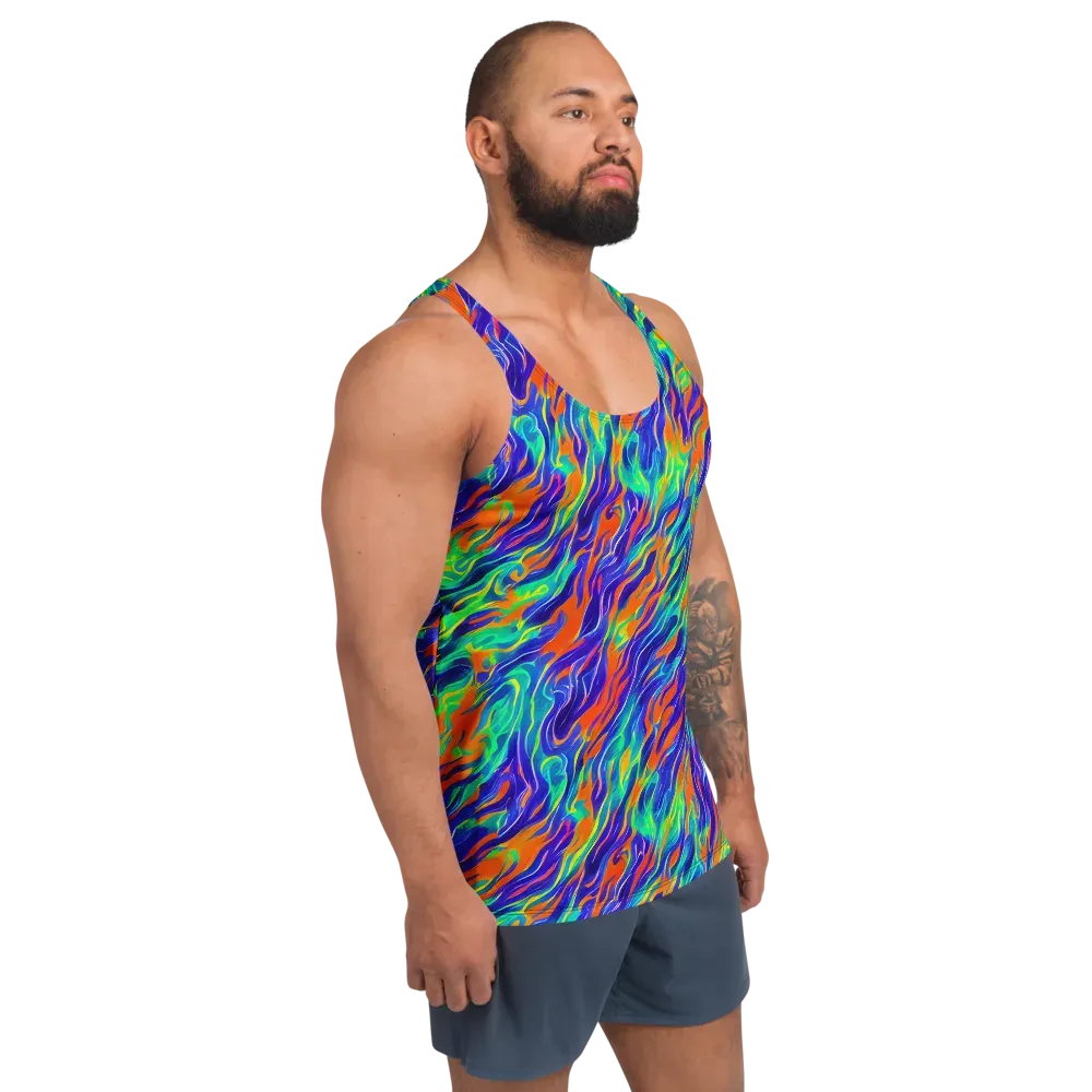 Blue Flame Motion on Men's Tank Top — Right Front