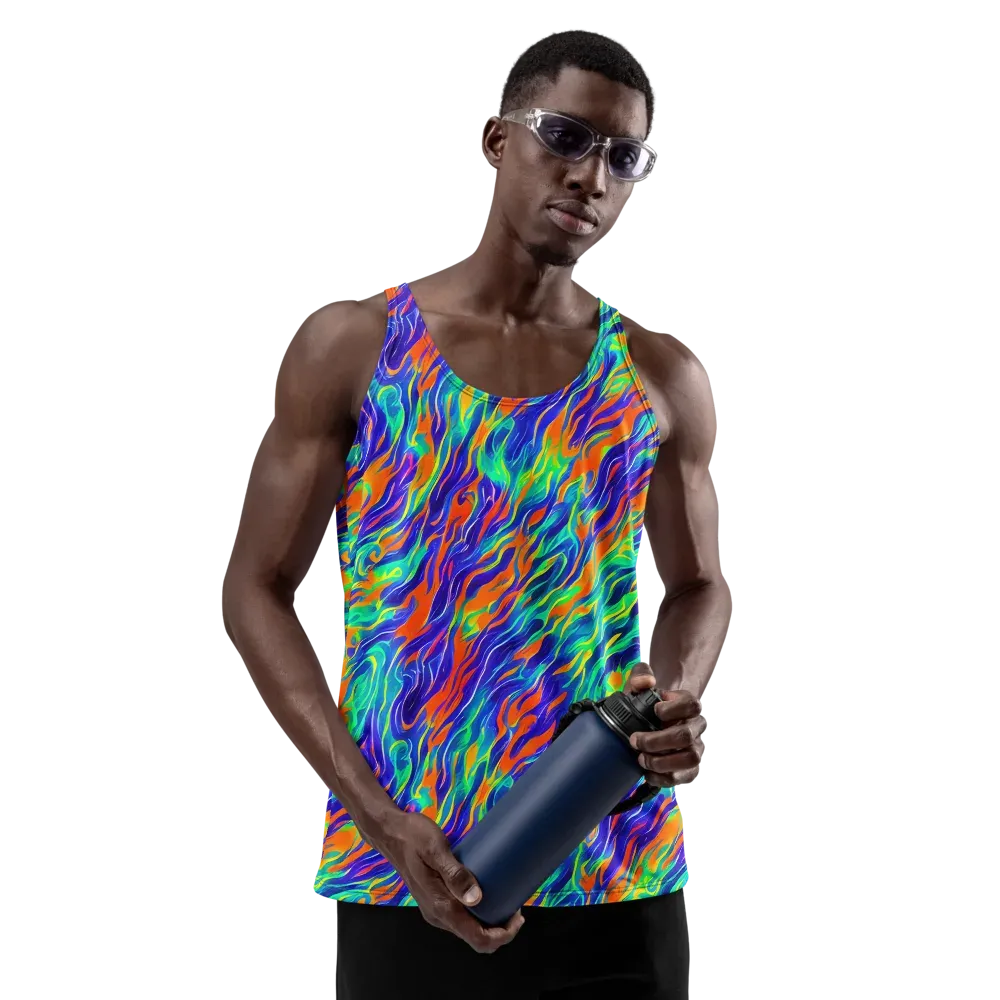 Blue Flame Motion on Men's Tank Top — Front