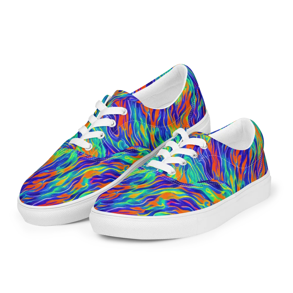 Blue Flame Motion on Men's Lace-Up Canvas Shoes — Left Front