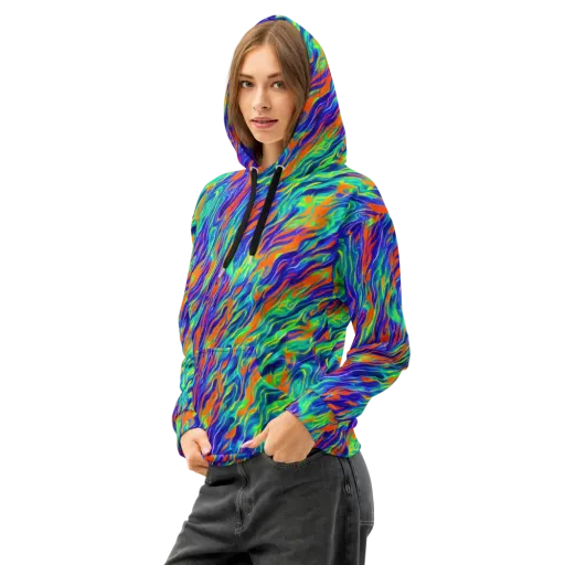Blue Flame Motion on a Cotton Hoodie