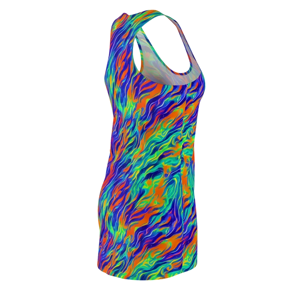 Blue Flame Motion on Racerback Dress — Back Side