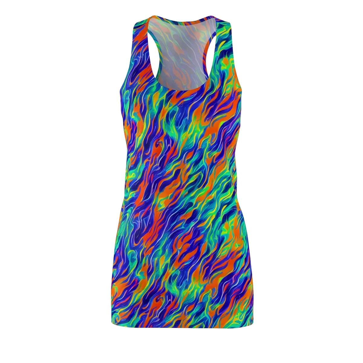 Blue Flame Motion on Racerback Dress — Front