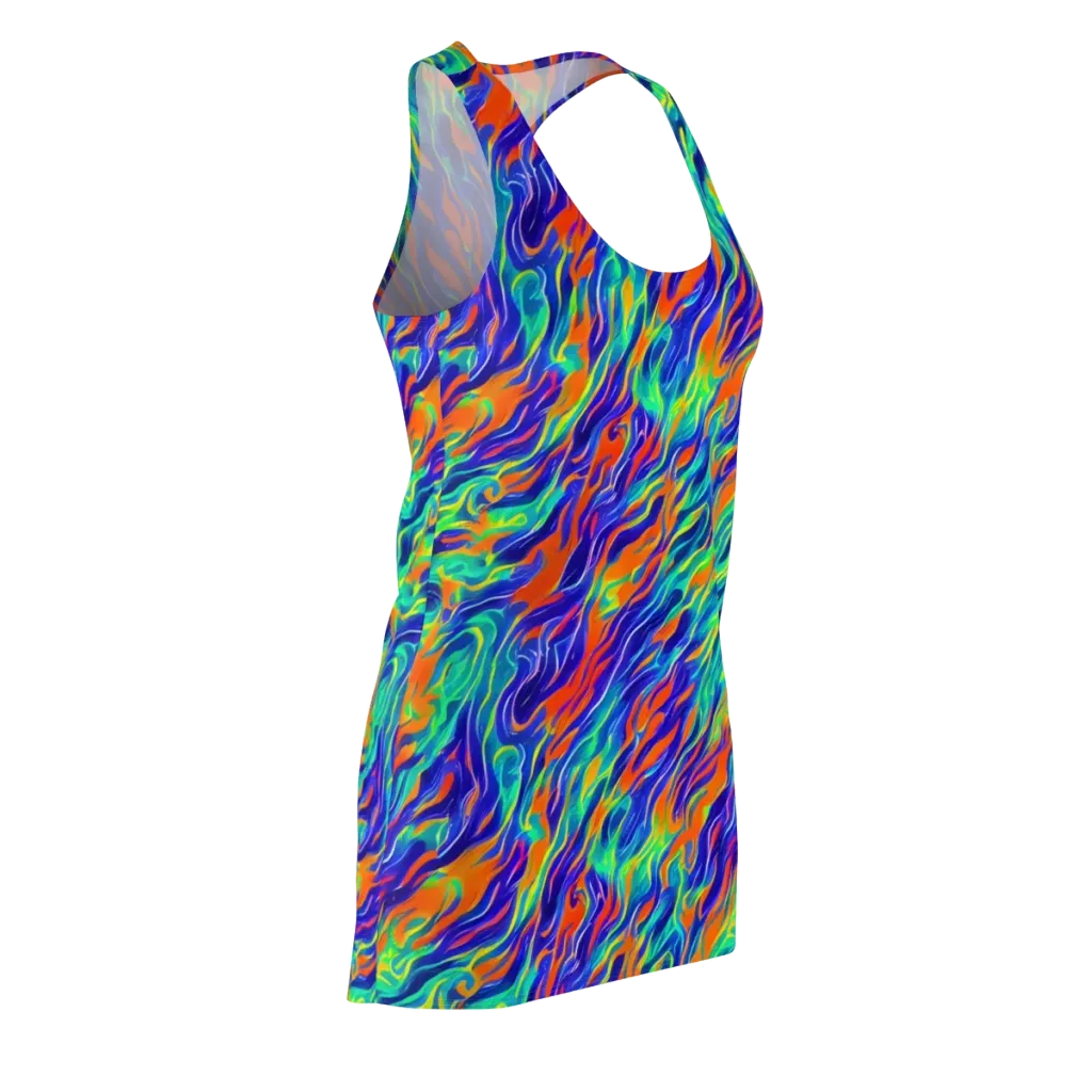 Blue Flame Motion on Racerback Dress — Front Side