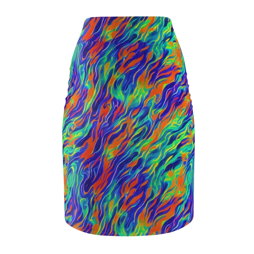 Blue Flame Motion on Pencil Skirt — Back
