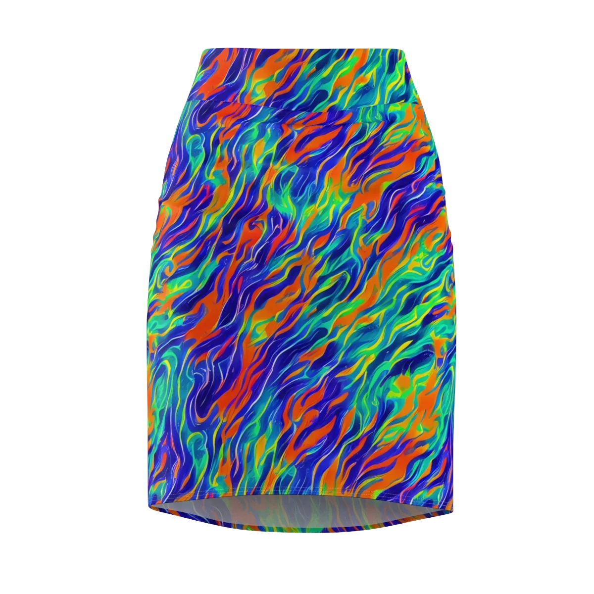Blue Flame Motion on Pencil Skirt — Front