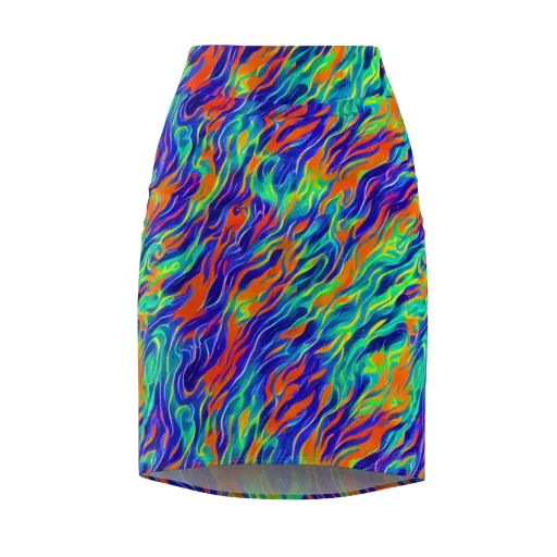 Blue Flame Motion on a Pencil Skirt