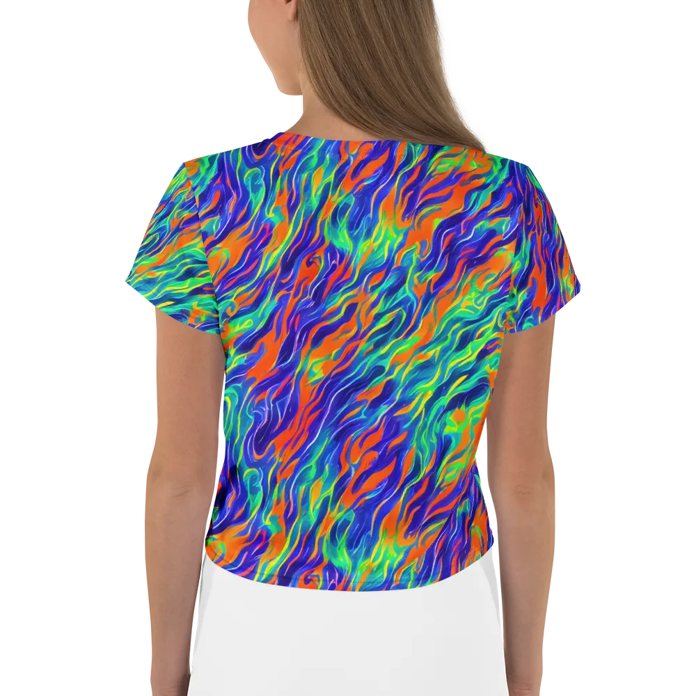 Blue Flame Motion on Crop Tee — Back