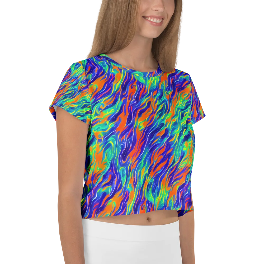 Blue Flame Motion on Crop Tee — Right