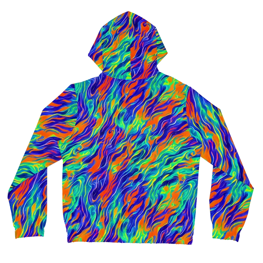 Blue Flame Motion on Women's Full-Zip Hoodie — Back