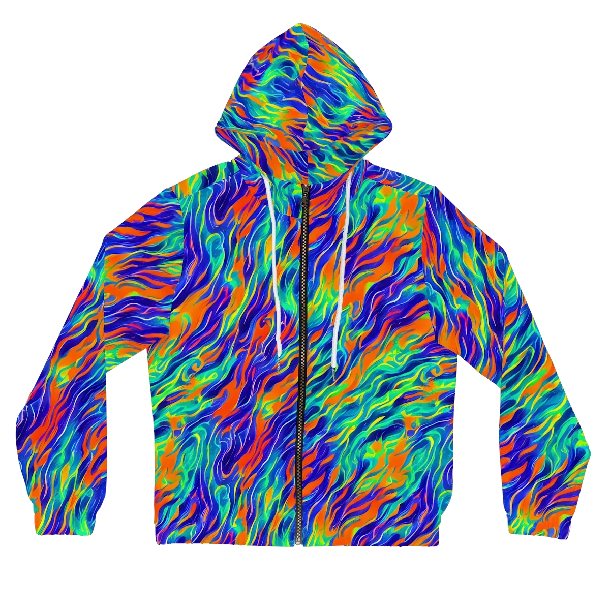 Blue Flame Motion on Women's Full-Zip Hoodie — Front