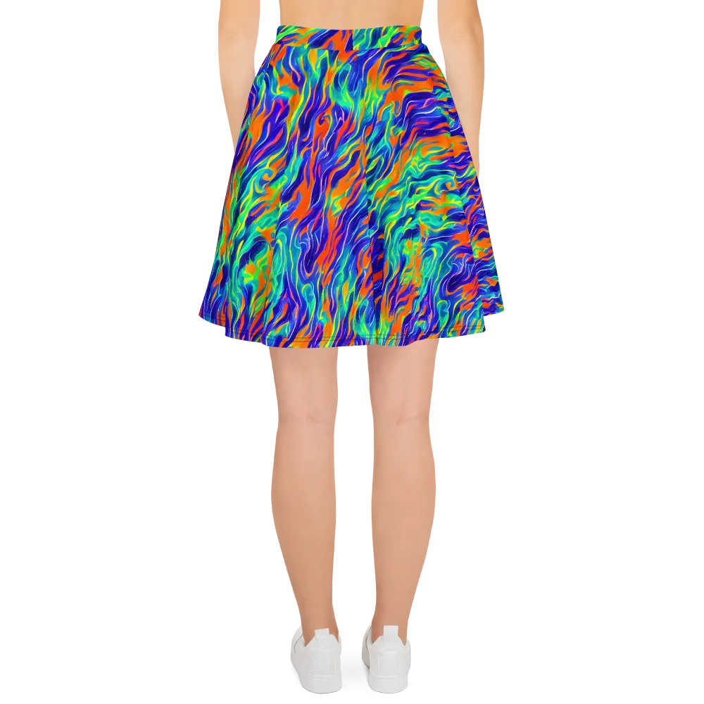 Blue Flame Motion on Skater Skirt — Back