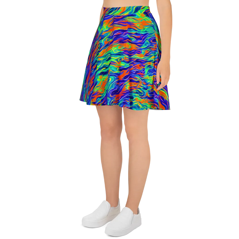 Blue Flame Motion on Skater Skirt — Left