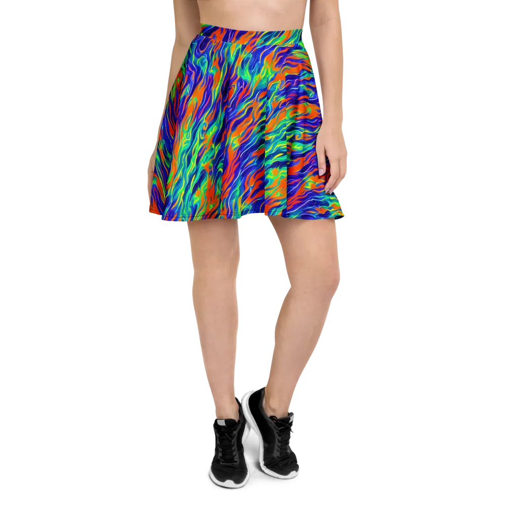 Blue Flame Motion on Skater Skirt — Front