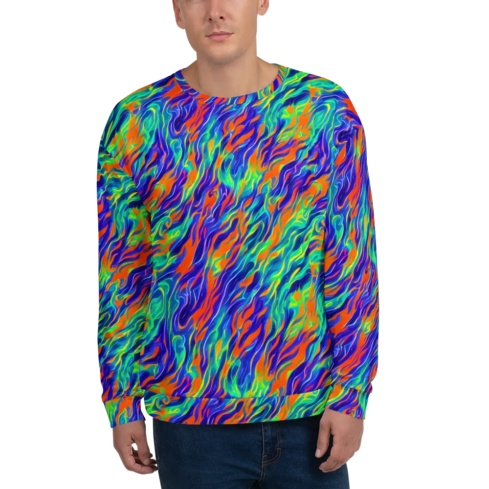 Blue Flame Motion on Sweatshirt — Front