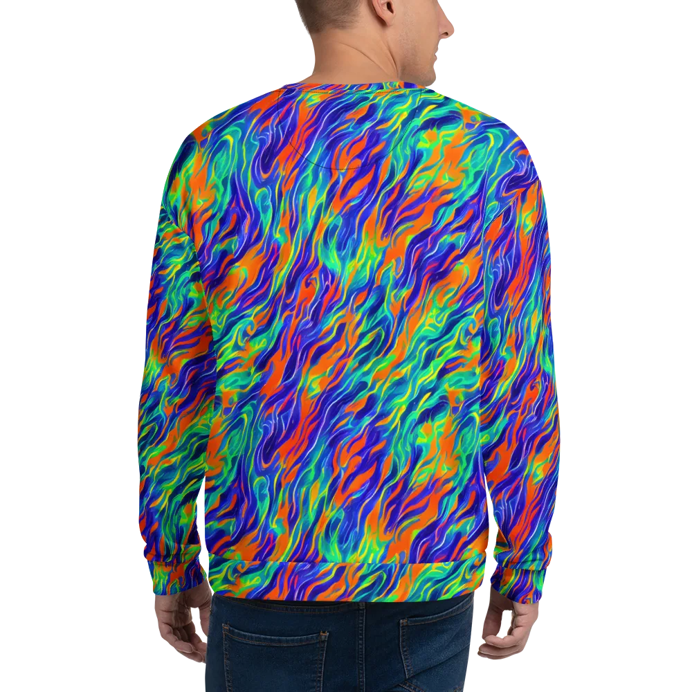 Blue Flame Motion on Sweatshirt — Back