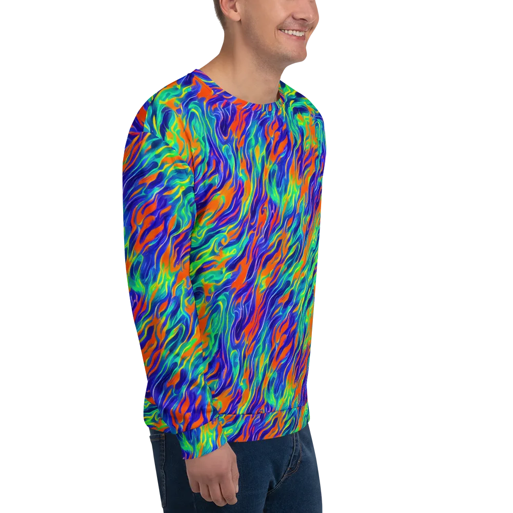 Blue Flame Motion on Sweatshirt — Right Front