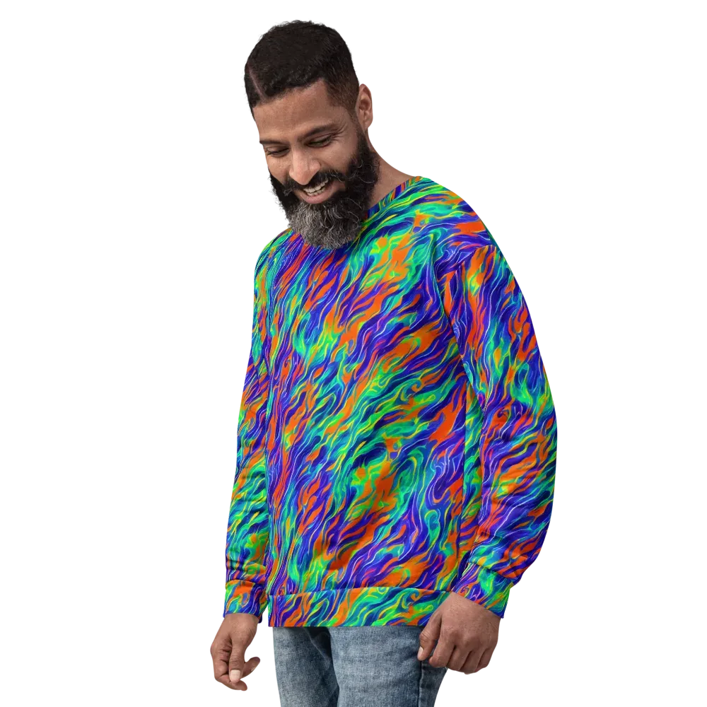 Blue Flame Motion on Sweatshirt — Left Front