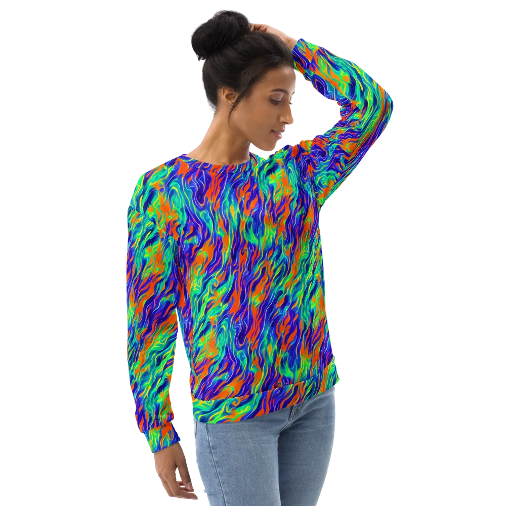 Blue Flame Motion on Sweatshirt — Right Front