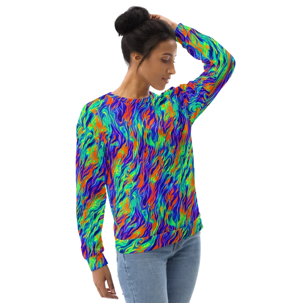 Blue Flame Motion on Sweatshirt — Right Front