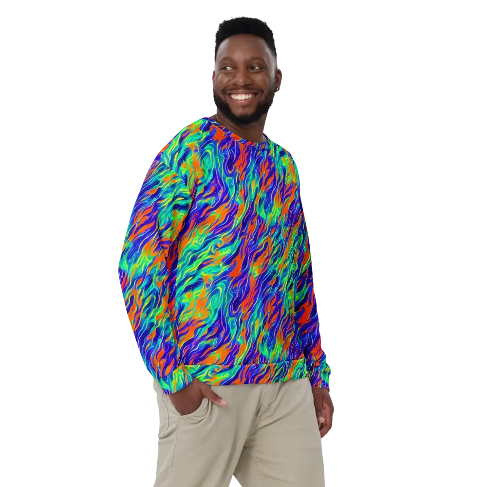 Blue Flame Motion on Sweatshirt — Front