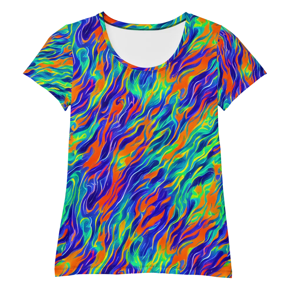 Blue Flame Motion on Women's Athletic T-Shirt — Front