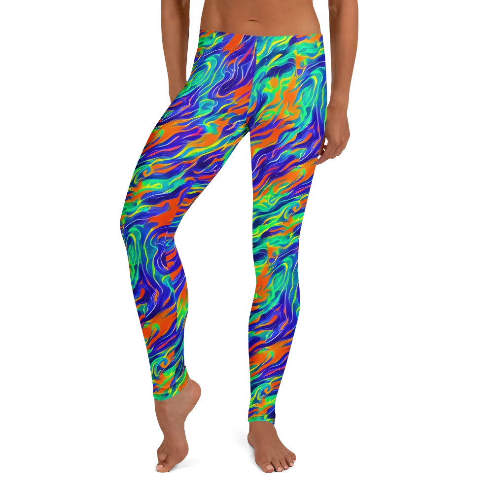 Blue Flame Motion on Leggings — Front