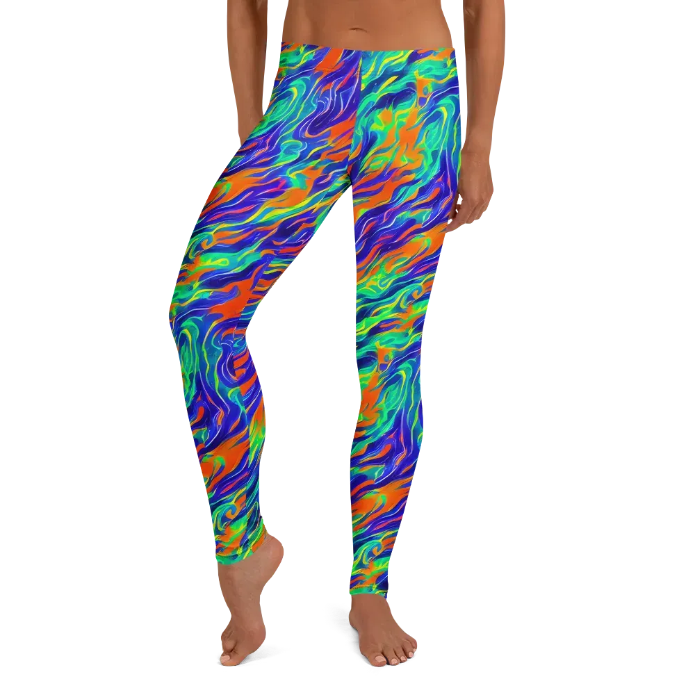 Blue Flame Motion on Leggings — Front