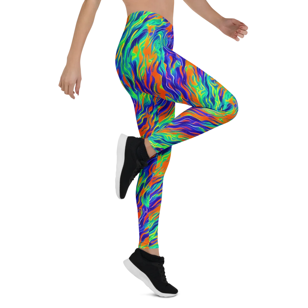 Blue Flame Motion on Leggings — Right