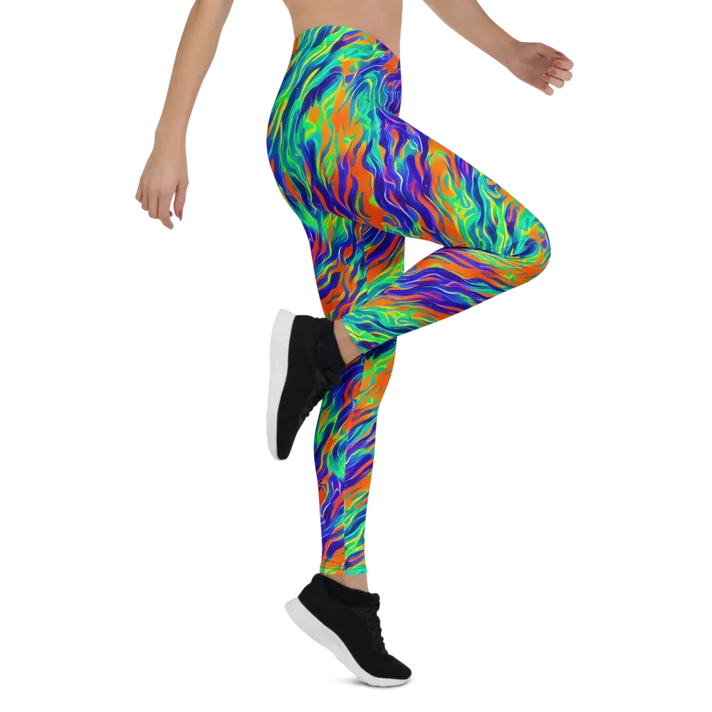Blue Flame Motion on Leggings — Right