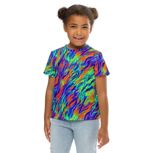 Blue Flame Motion on a Kids Crew Neck T-Shirt