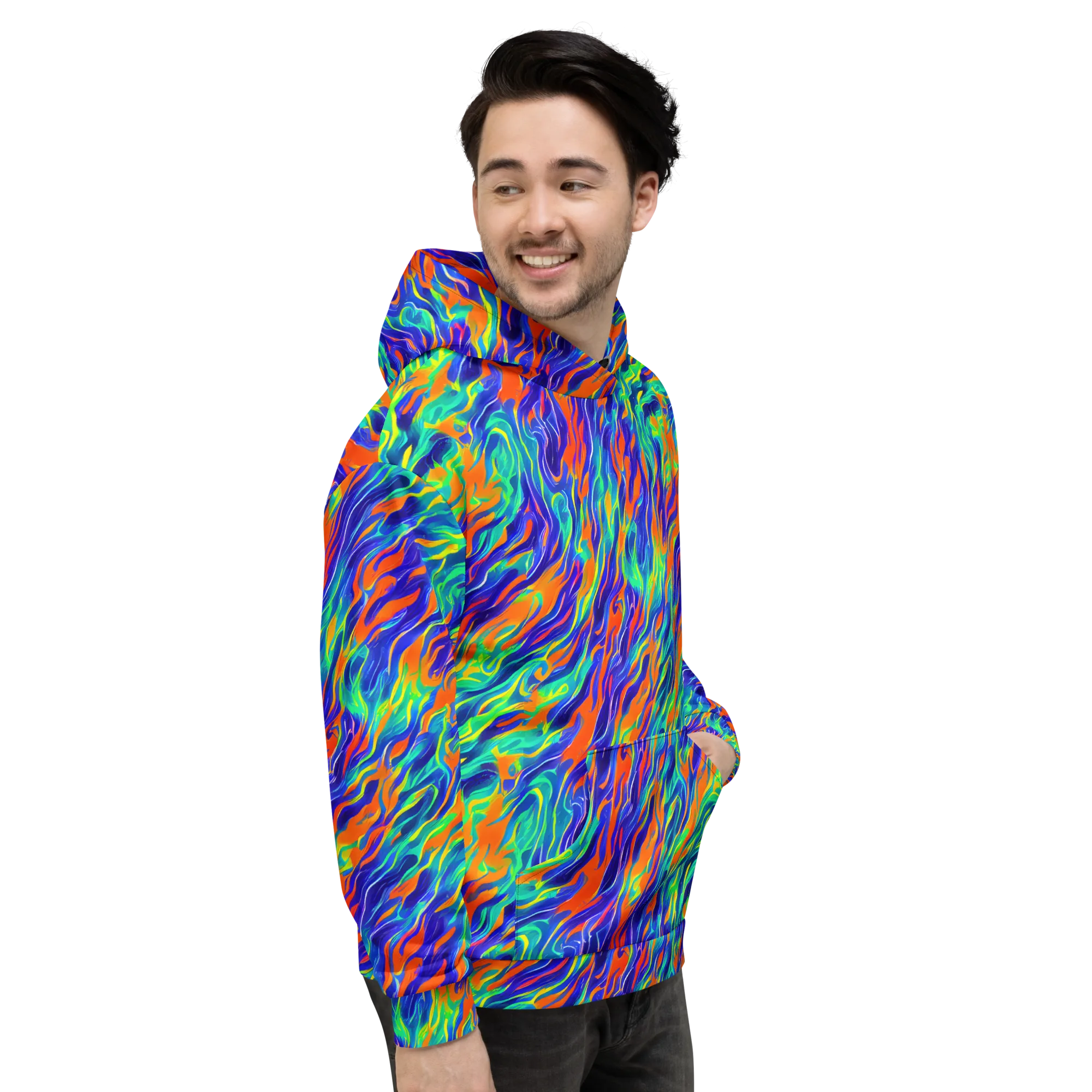 Blue Flame Motion on Hoodie — Right