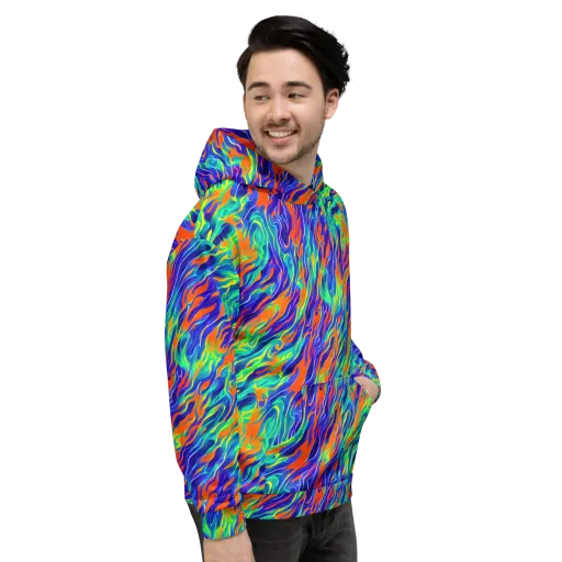 Blue Flame Motion on a Hoodie