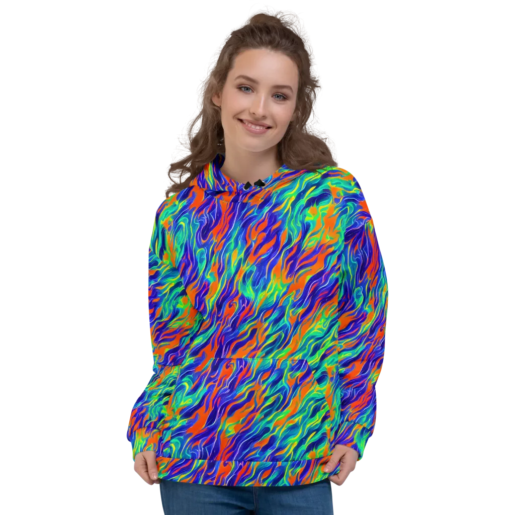 Blue Flame Motion on Hoodie — Front