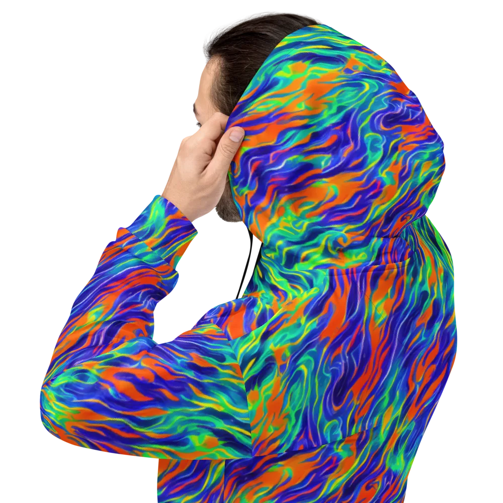 Blue Flame Motion on Hoodie — Back