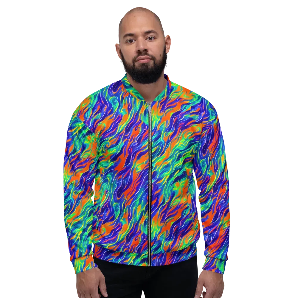Blue Flame Motion on Bomber Jacket — Front