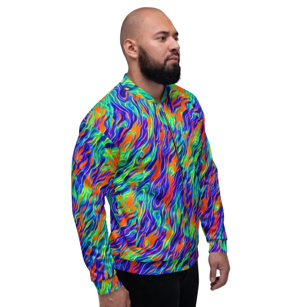 Blue Flame Motion on Bomber Jacket — Right